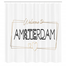 Minimal Duş Perdesi Modern ve Sade Welcome to Amsterdam Yazısı