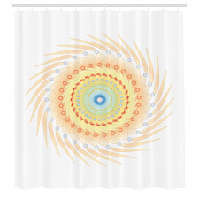 Soyut Duş Perdesi Güneşe Benzer Etnik Kıvrımlı Dönen Motif