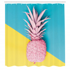 Ananas Duş Perdesi Modern Pastel Renk Sanatsal 1 Meyve Silüeti