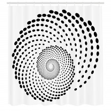 Geometrik Duş Perdesi Siyah Puantiyeli Girdap