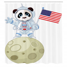 Çocuklar için Duş Perdesi Astronot Panda Desenli