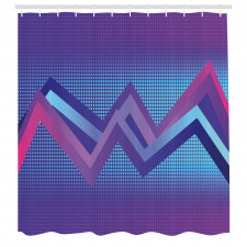 Modern Duş Perdesi Noktalı Arka Plan Üzerinde Yatay Zikzaklar