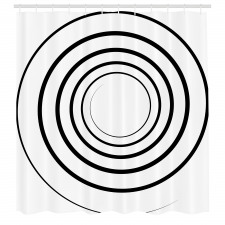 Geometrik Duş Perdesi Siyah Beyaz Dairesel Sonsuz Çizgiler
