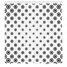 Siyah Beyaz Duş Perdesi Geometrik Minik Daire Desenli