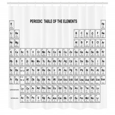 Eğitici Duş Perdesi Siyah Periyodik Tablo