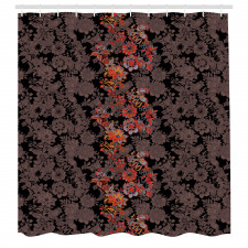 Çiçekli Duş Perdesi Vintage Botanik Detaylar