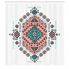 Geometrik Duş Perdesi Etnik Kilim Boho Hippi Motifli