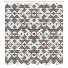 Soyut Duş Perdesi Geometrik Kilim Desenli