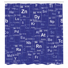 Eğitici Duş Perdesi Mavi Periyodik Cetvel Elementler