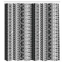 Çizgili Duş Perdesi Siyah Beyaz Etnik