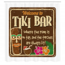 Etnik Duş Perdesi Kahverengi Tiki Bar