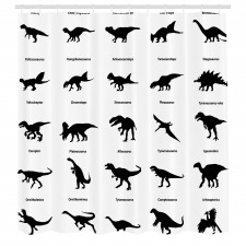 Doğa Duş Perdesi Siyah Beyaz Dinozorlar