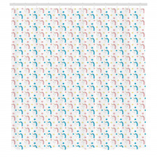 Grafik Duş Perdesi Pastel Tonlarda Tekrarlı Tek Boynuzlu Atlar