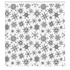 Grafik Duş Perdesi Renksiz Zeminde Geometrik Soyut Kar Taneleri