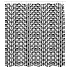 Geometrik Duş Perdesi Monokrom Çiçek Desenli
