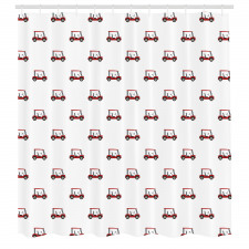 Spor Duş Perdesi Sevimli ve Küçük Golf Arabaları İllüstrasyonu