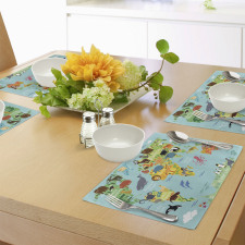 Animal Map of the World Place Mats