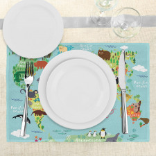 Animal Map of the World Place Mats