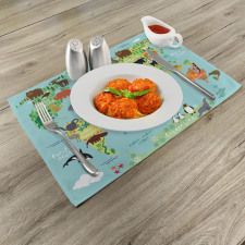 Animal Map of the World Place Mats