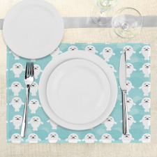 White Baby Seals Ocean Place Mats