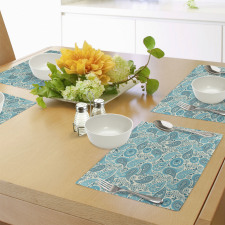 Paisley Blue Flowers Place Mats