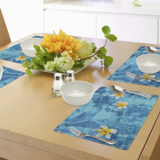 Frangipani Flower Aqua Place Mats