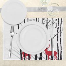 Deer Tree Forest Bird Place Mats