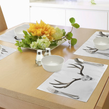 Deer Skull Skeleton Place Mats