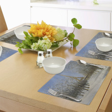 Snowy Paris City View Place Mats