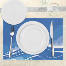 Clouds Seagulls Boat Place Mats