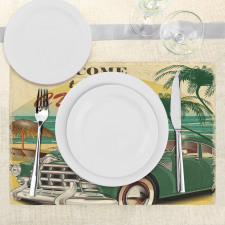 Cuba Beach Ocean Palm Place Mats