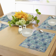 Ships Wheel Turquoise Place Mats