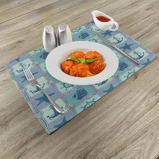 Ships Wheel Turquoise Place Mats