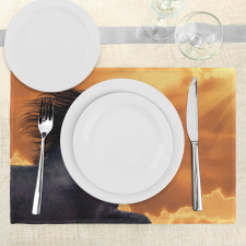 Galloping Friesian Horse Place Mats