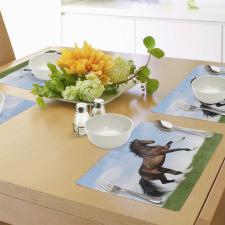 Horse Pacing on Grass Place Mats