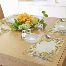 Golden Floral Ornament Place Mats