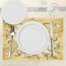 Golden Floral Ornament Place Mats