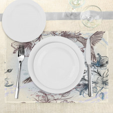 Birds Hibiscus Flowers Place Mats