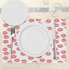 Red Lipsticks Kiss Marks Place Mats