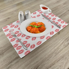 Red Lipsticks Kiss Marks Place Mats