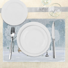 Snow in Park Xmas Trees Place Mats