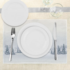 Foggy Weather Trees Place Mats