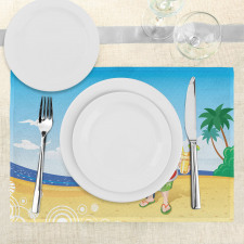 Santa on Beach Surf Place Mats