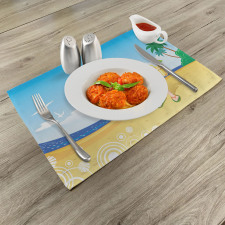 Santa on Beach Surf Place Mats