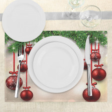 Red Balls Ribbons Place Mats