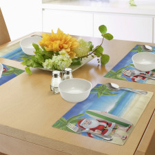 Santa with Surfboard Place Mats