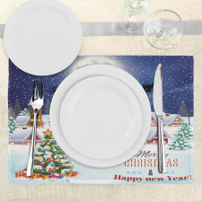 Winter Sky Moon Star Place Mats