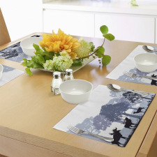 Grey Wild Forest Animals Place Mats