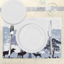 Grey Wild Forest Animals Place Mats