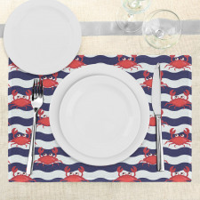 Crabs on Striped Place Mats